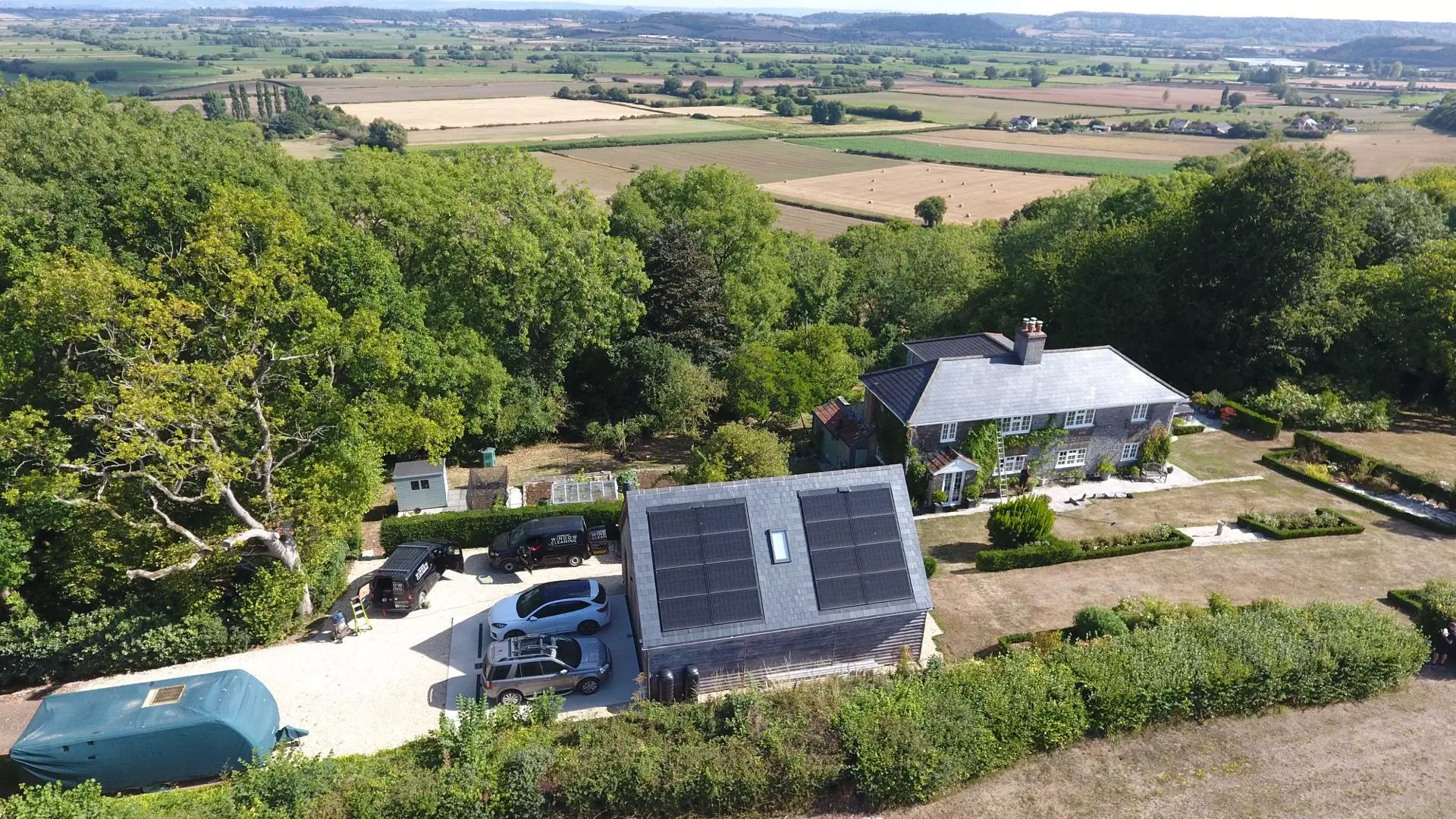 An aerial view of a Somerset home with pristine windows
