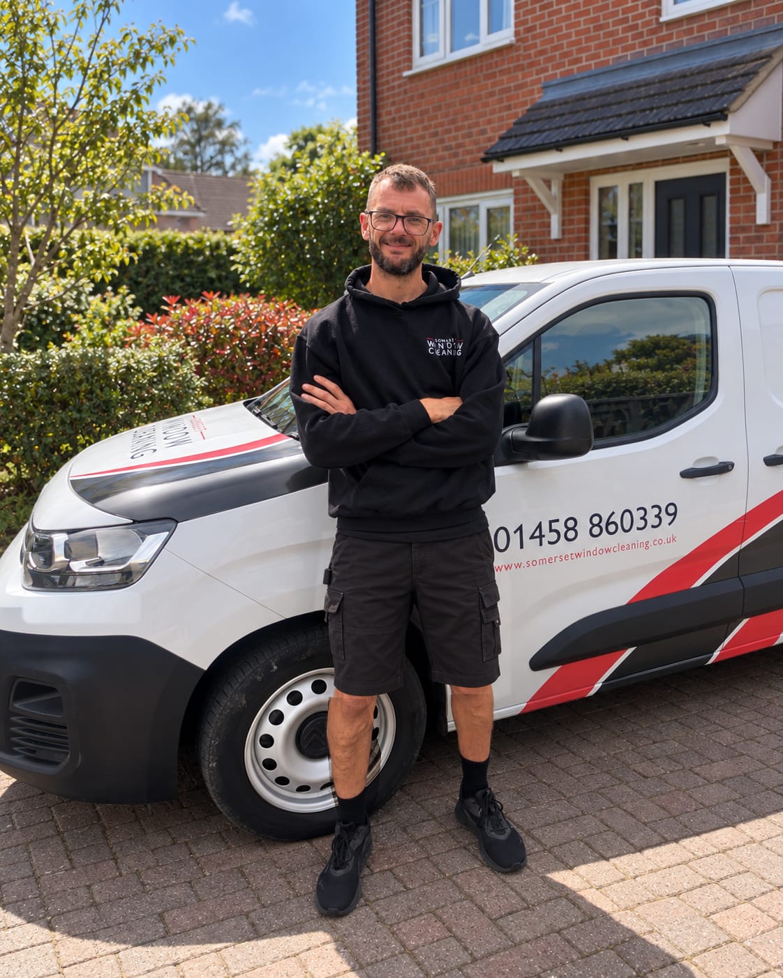 Portrait of Steve beside a Somerset Window Cleaning van